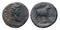 Ancient coins Roman SPAIN, Celsa. Augustus. 27 BC-AD 14. Ã As Domitius and Pompeius, duoviri. Struck 5-3 BC. -