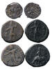 Medieval & later coins Ancient India: Fine lot of silver Gupta AR drachm and two large Kushan bronzes! -