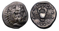 Ancient coins ISLANDS off CARIA, Kos. Circa 285-258 BC. AR silver Drachm w Crab! -