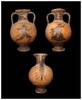 Ancient art Greek / Etruscan red-figure amphora w Satyr and nymph, 4th. century BC -