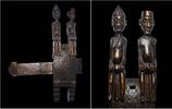 Medieval & later artifacts Exceptional Mali / Dogon wooden door lock w stately couple -