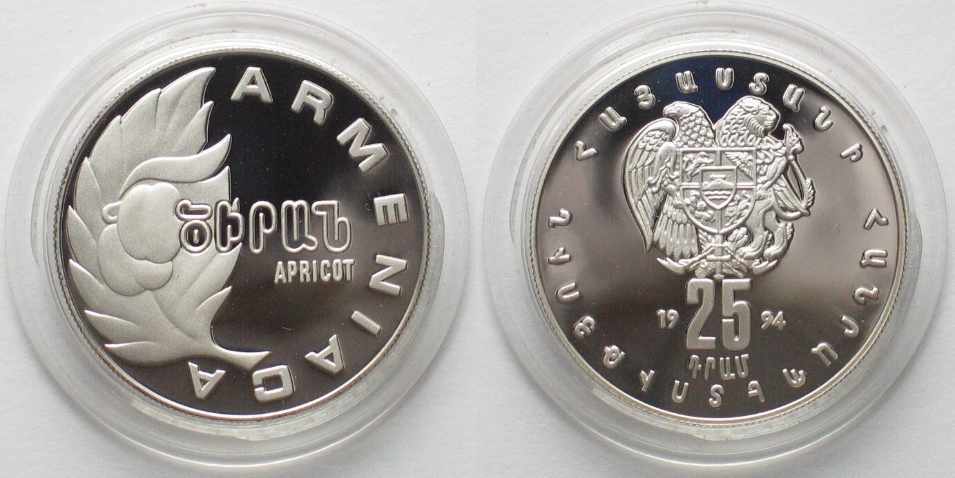 ARMENIEN 25 Dram 1994 Aprikose ARMENIACA Silber SELTEN! PP | MA-Shops