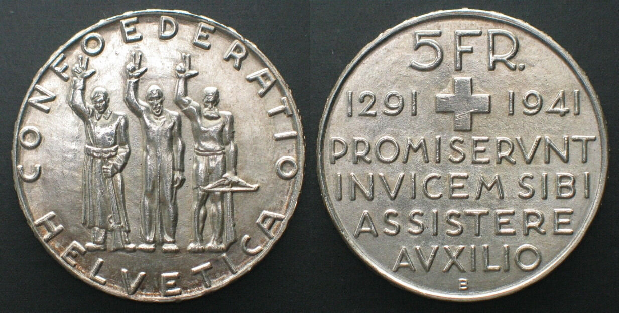 Schweiz CH 5 Franken 1941 Rütlischwur BUNDESFEIER Silber ERHALTUNG ...