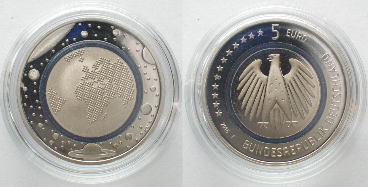 5 Euro Münze Deutschland Blauer Planet 2016 Pp Deutschland - Bundesrepublik BRD 5 Euro 2016 F Stuttgart BLAUER PLANET