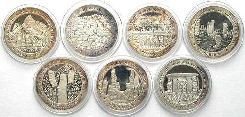 TSCHAD 7 x 1000 Francs 1999 Komplettsatz VERGESSENE KULTUREN Silber PP