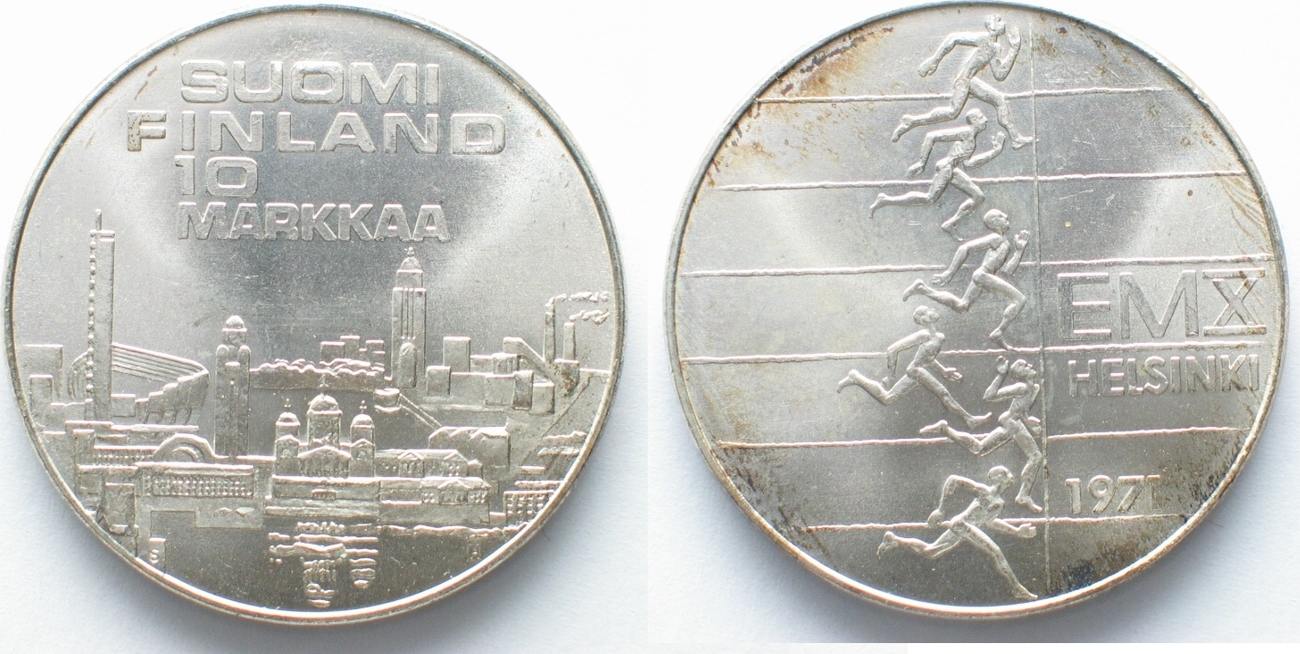 FINNLAND 10 Markkaa 1971 LEICHTATHLETIK EM Silber ...