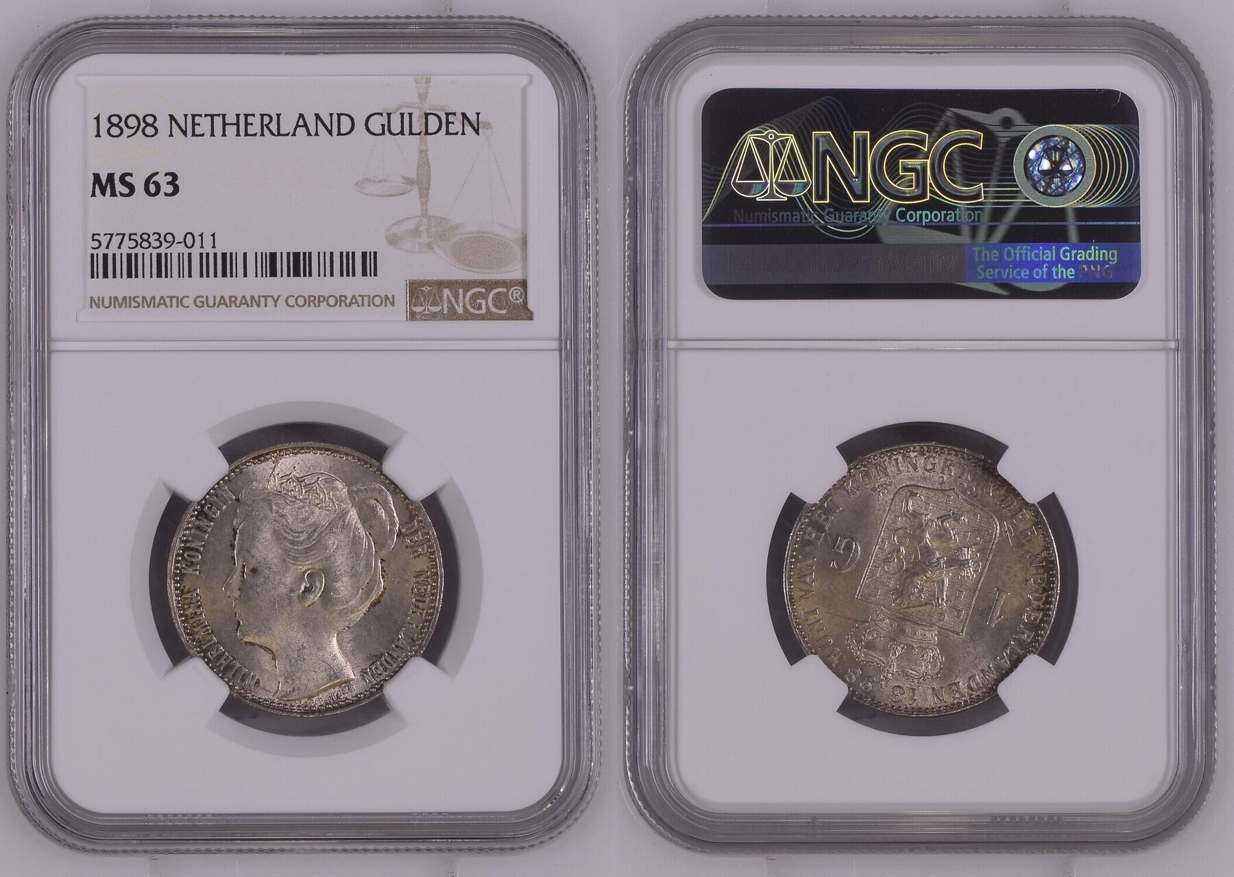 Netherland Nederland 1 Gulden 1898 Wilhelmina Silber PrachtstÜck 39074 Ngc Ms 63 Ma Shops 