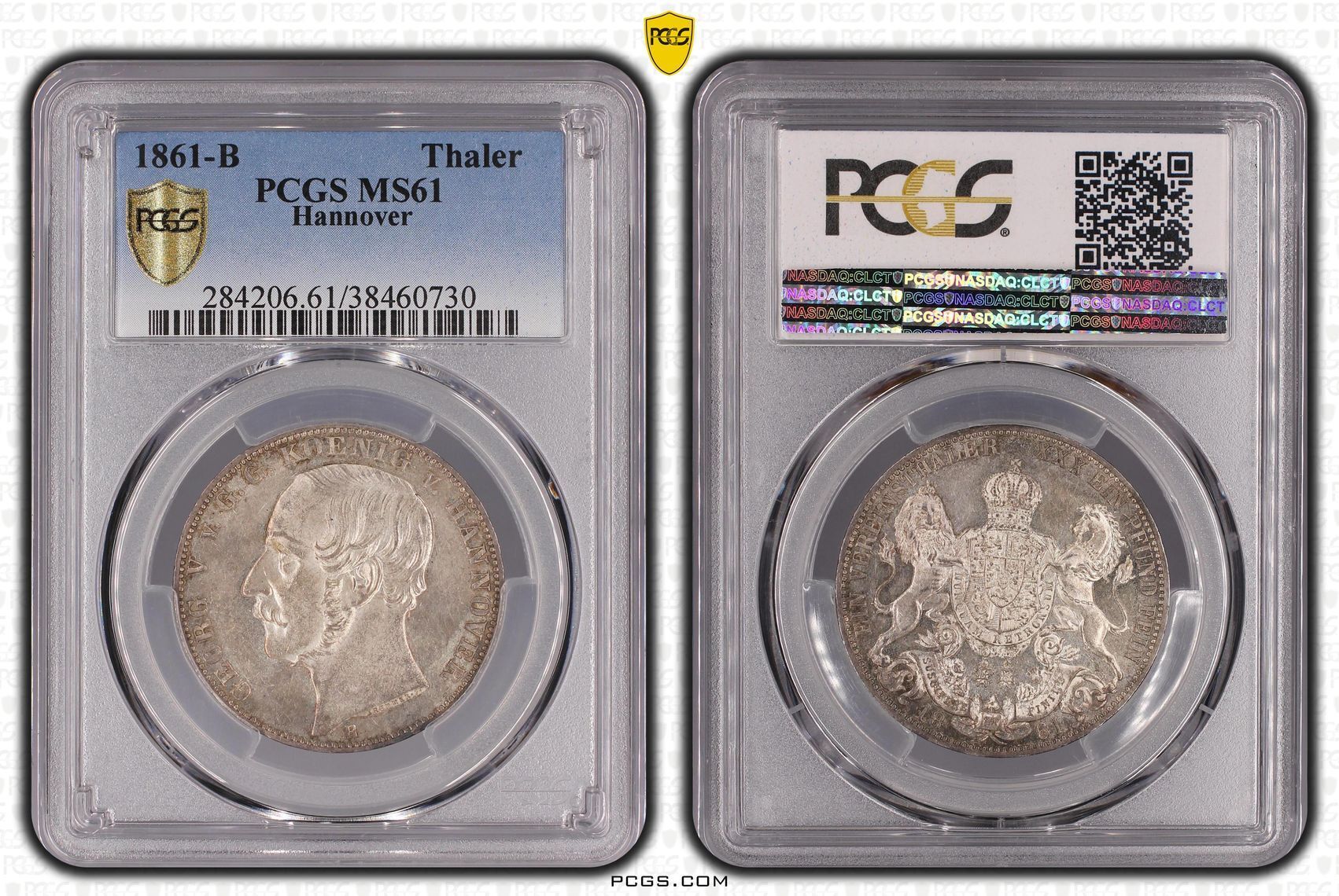 Vereinstaler 1861-B HANNOVER Taler 1861 B Silber ERHALTUNG!!! PCGS MS61 ...