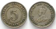 Straits Settlements STRAITS SETTLEMENTS 5 Cents 1920 GEORGE V. Ku-Ni ERHALTUNG! -