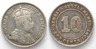 Straits Settlements STRAITS SETTLEMENTS 10 Cents 1902 EDWARD VII. Silber ERHALTUNG! -