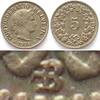 Schweiz EIDGENOSSENSCHAFT 5 Rappen 1908 ABART MÜNZZEICHEN Ku-Ni RRR!!! -