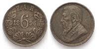Südafrika ZUID AFRIKAANSCHE REPUBLIEK 6 Pence 1896 KRÜGER Silber ERHALTUNG! -