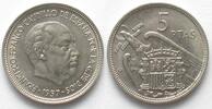  1958 Spanien SPANIEN 5 Pesetas 1957 (58) FRANCO Ku-Ni ERHALTUNG!!! unz-