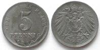 Deutschland - Ersatzmünzen 1. WK DEUTSCHLAND 5 Pfennig 1919 A J.297 Eisen Fehlprägung VOM KAPUTTEN STEMPEL -