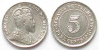 Straits Settlements STRAITS SETTLEMENTS 5 Cents 1910 EDWARD VII. Silber ERHALTUNG! -