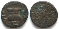 Roman Imperial AUGUSTUS (27 BC - 14 AD). AE Quadrans, 8 BC, Rome mint, Pulcher, Taurus, Regulus -