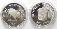 Philippinen PHILIPPINEN 200 Piso 1987 Tamarau Büffel WWF Silber -