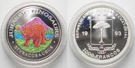 Äquatorialguinea ÄQUATORIALGUINEA 7000 Francos 1993 Styracosaurus DINOSAURIER Silber FARBE -