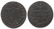 Schweiz - St. Gallen ST. GALLEN Kanton Halbbatzen 1807 Billon SELTENES JAHR! -