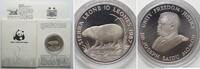 SIERRA LEONE 10 Leones 1987 Zwergflusspferd WWF Silber PP