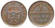 Preussen PREUSSEN - Nickelprobe 1 Pfennig 1865 A WILHELM I. -