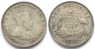 Australien AUSTRALIEN 1 Shilling 1910 EDWARD VII. Silber ERHALTUNG! -