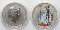 England BRITANNIA 2 Pounds 2006, 1 Unze pures Silber - FARBE - RAR! -