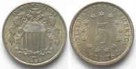 Vereinigte Staaten von Amerika  USA 5 Cents 1883 SHIELD NICKEL Ku-Ni PRACHTSTÜCK!!! unz