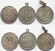 Deutschland - Medaillen  KAISERREICH. 3 Medaillen ca.1900 für Bettelarmband, Silber oder versilbert vz