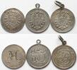 Deutschland - Medaillen KAISERREICH. 3 Medaillen ca.1900 für Bettelarmband, Silber oder versilbert -