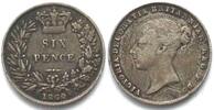 England GROSSBRITANNIEN 6 Pence 1860 VICTORIA Silber -