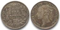 England GROSSBRITANNIEN 6 Pence 1875 Stempelnummer 77 VICTORIA Silber -