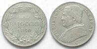 Vatikan KIRCHENSTAAT 20 Baiocchi 1860 PIUS IX. An.XV Silber FEHLPRÄGUNG -