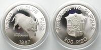 Philippinen PHILIPPINEN 200 Piso 1987 Tamarau Büffel WWF Silber -
