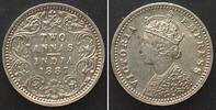 Indien Britisch BRITISCH INDIEN 2 Annas 1887 B Bombay VICTORIA Silber ERHALTUNG! -