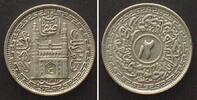 Indien - Hyderabad HYDERABAD 2 Annas AH 1362//33 (1943) MIR USMAN ALI KHAN Silber ERHALTUNG! -