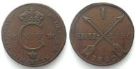 Schweden SCHWEDEN 1 Skilling 1820 schräge Randriffelung CARL XIV JOHAN Kupfer SELTEN! -