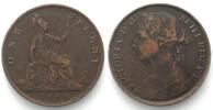 England GROSSBRITANNIEN Penny 1885 VICTORIA Bronze -
