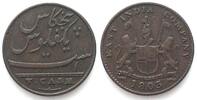 Indien Britisch MADRAS PRESIDENCY 5 Cash (1 Falus) 1803 Kupfer -
