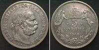Haus Habsburg UNGARN 5 Kronen 1908 KB, FRANZ JOSEPH I. Silber -