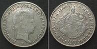 Haus Habsburg UNGARN 20 Krajczar 1848 B FERDINAND I. Madonna Silber ZWITTERPRÄGUNG, RAR! -