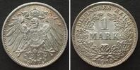 Deutschland - Kaiserreich KAISERREICH 1 Mark 1914 D, Silber J.17, prägefrisch! -