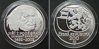 Tschechische Republik Kronen TSCHECHISCHE REPUBLIK 200 Korun 2002, GEORG VON PODIEBRAD, Silber, PP -