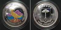 Äquatorialguinea ÄQUATORIALGUINEA 7000 Francos 1993 Tyrannosaurus DINOSAURIER Silber FARBE -