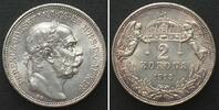 Haus Habsburg UNGARN 2 Korona 1913 FRANZ JOSEPH I. Silber PRACHTSTÜCK!!! -