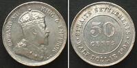 Straits Settlements STRAITS SETTLEMENTS 50 Cents 1907 H EDWARD VII. Silber ERHALTUNG! -