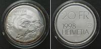 Schweiz EIDGENOSSENSCHAFT - PROBE 20 Franken 1998 CONRAD FERDINAND MEYER Silber -