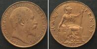 England GROSSBRITANNIEN 1/2 Penny 1910 EDWARD VII. Bronze ERHALTUNG! -