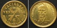 Venezuela VENEZUELA 5 Bolivares o.J.(1962) Guaicaipuro CACIQUES Gold RAR! -