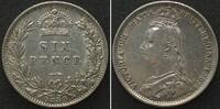 England GROSSBRITANNIEN 6 Pence 1889 VICTORIA Silber ERHALTUNG! -